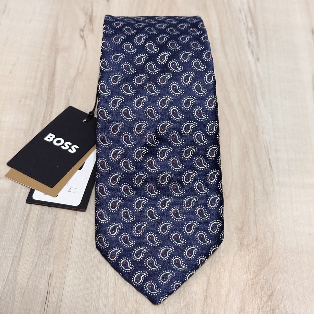 NWT BOSS Paisley Print Silk Neck Tie